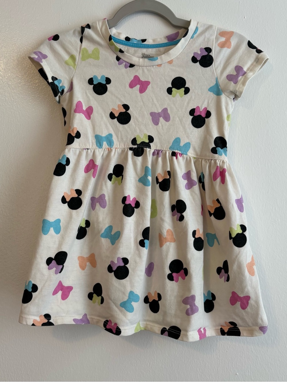 Disney White Toddler Dress with Multicolor Bow & Minnie Silhouettes